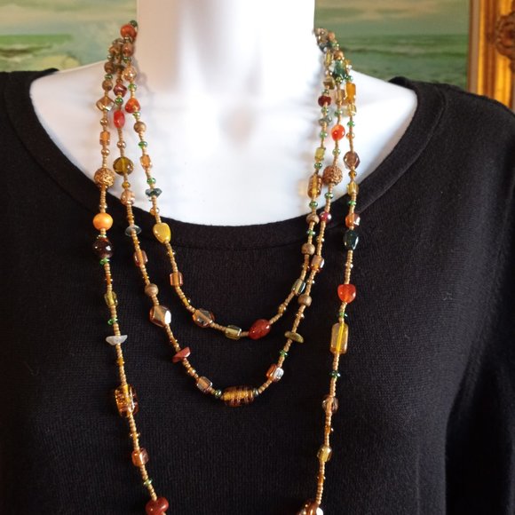Beautiful Assortment Colors Shapes Beaded 78" EUC Necklace-Item #214 - Picture 3 of 3
